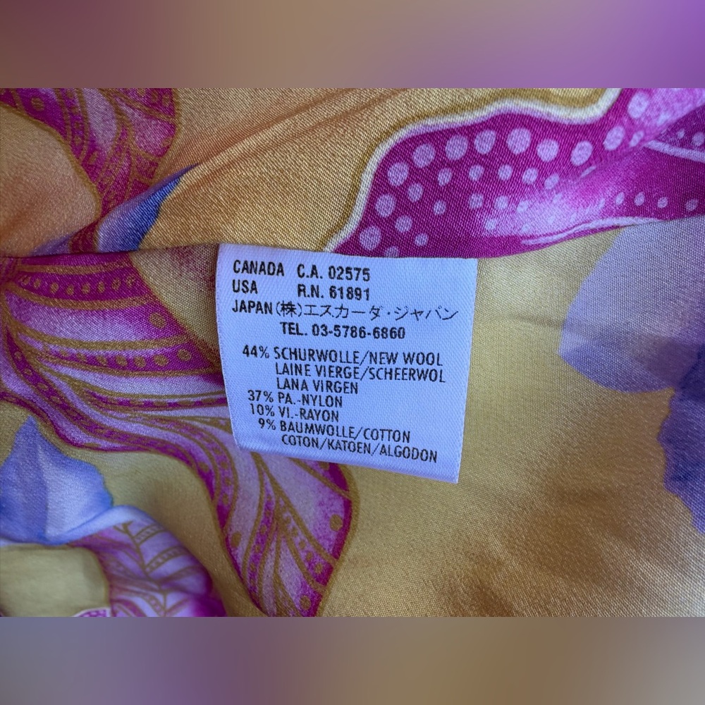 Escada tweed blazer jacket pastels silk floral lining Sz 44 L pinks yellows - Picture 7 of 13